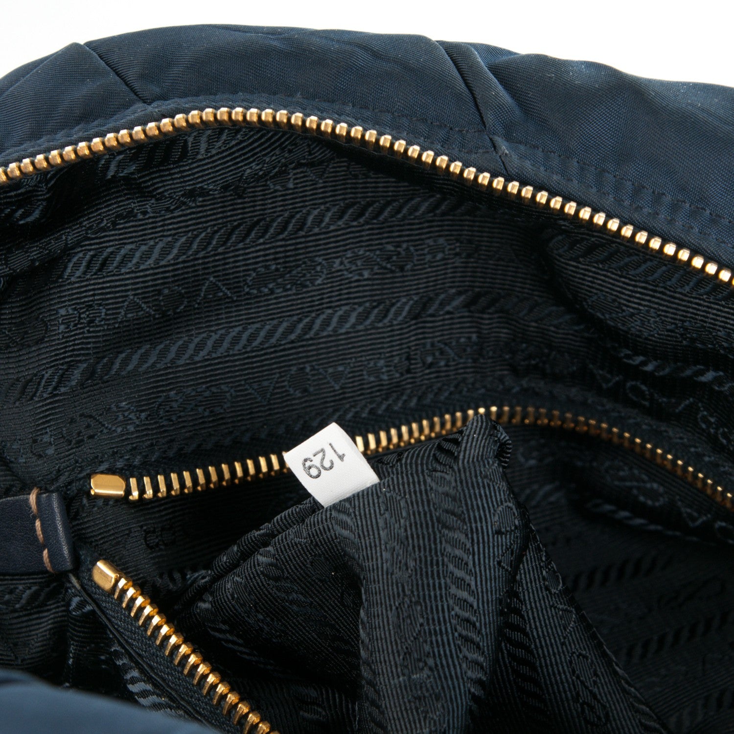 Prada Tessuto Nylon Chevron Quilted Small Dome Satchel Blue 7 of 7