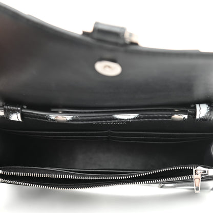 Balenciaga Shiny Box Calfskin Polka Dot Hourglass Chain Bag Black White 5 of 9