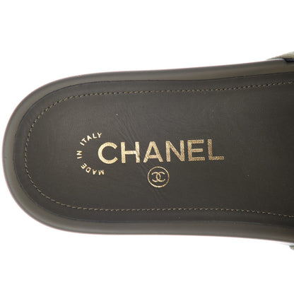 Chanel Canvas Chain Flat Sandals 37 Khaki 8 of 9
