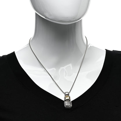 David Yurman Sterling Silver 18K Yellow Gold Chiclet Triple Drop Necklace 2 of 4
