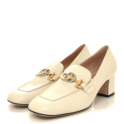 Gucci Malaga Kid Zumi Mid Heel Loafers 39 Vintage White 3 of 9