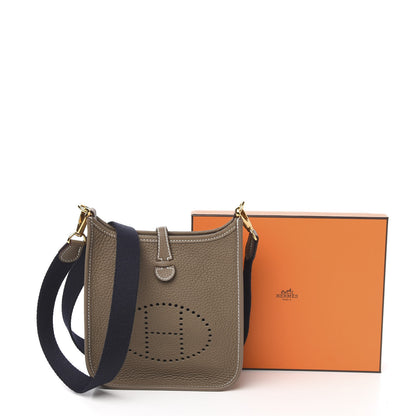 Hermes Taurillon Clemence Amazone Evelyne TPM Etoupe Bleu Indigo 10 of 10