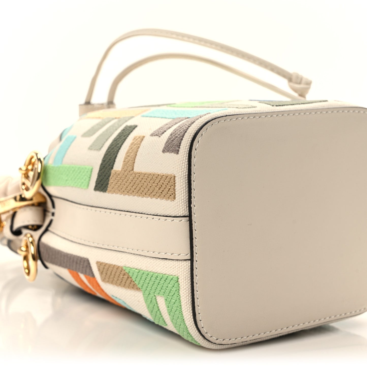 Canvas Vitello Grace F is Fendi FF Multicolor Embroidered Mini Mon Tresor Bucket Bag Grezzo Multicolor Latte