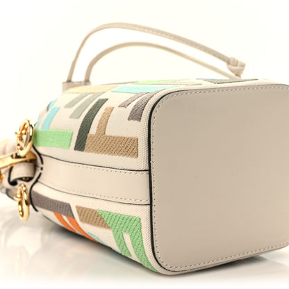 Fendi Canvas Vitello Grace F is Fendi FF Multicolor Embroidered Mini Mon Tresor Bucket Bag Grezzo Multicolor Latte 7 of 8
