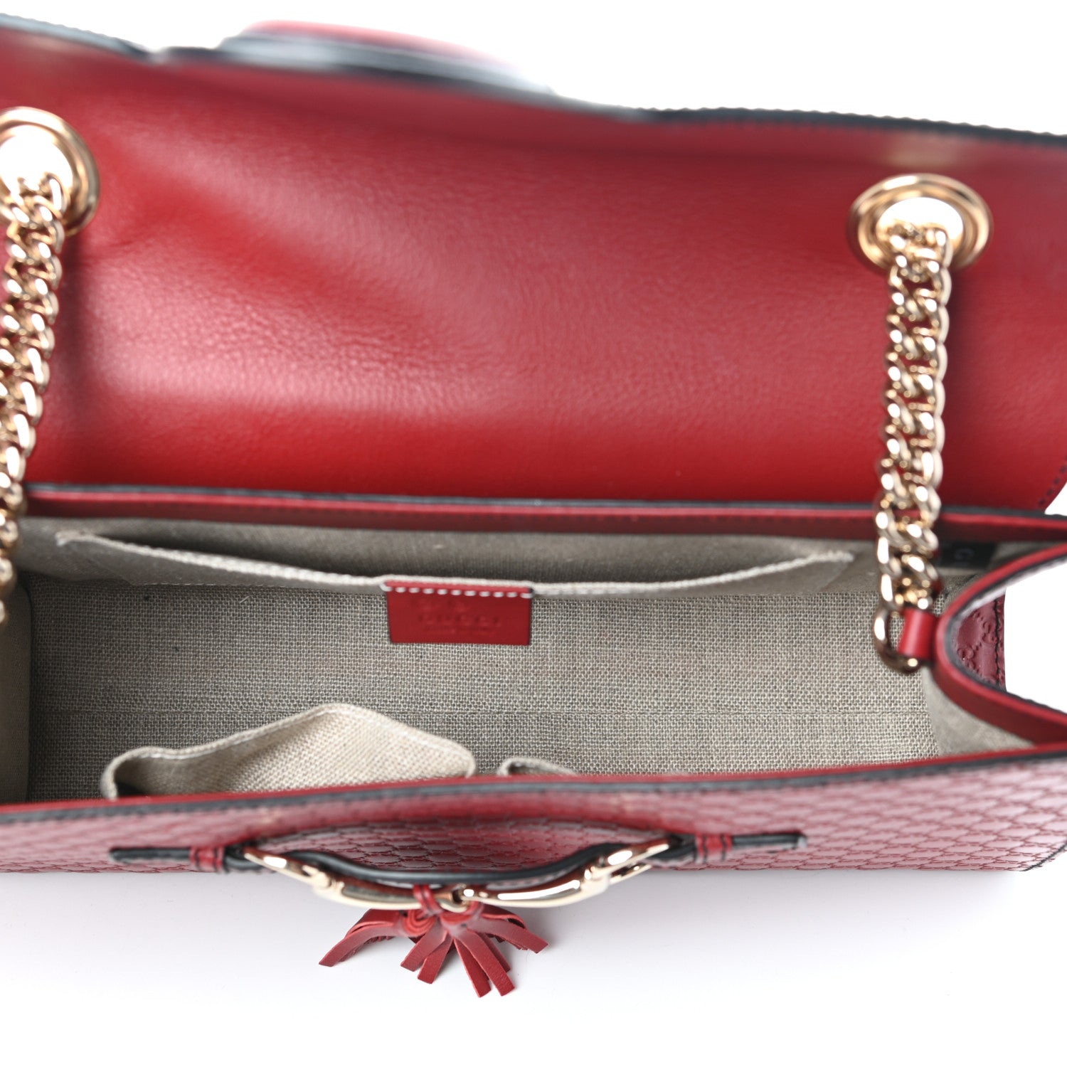 Gucci Microguccissima Medium Emily Chain Shoulder Bag Red 5 of 9