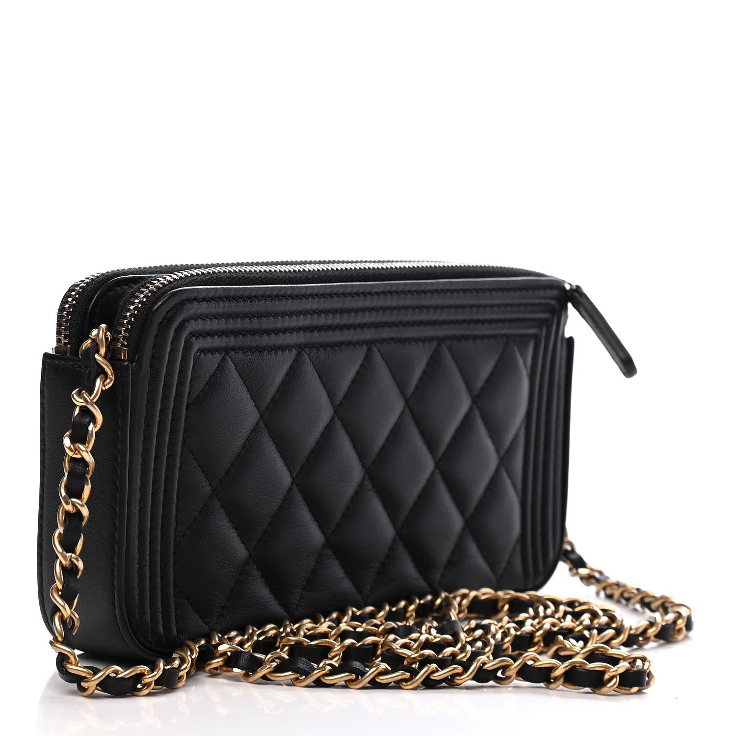 Chanel Calfskin Quilted Small Boy Clutch With Chain Black 2 of 9
