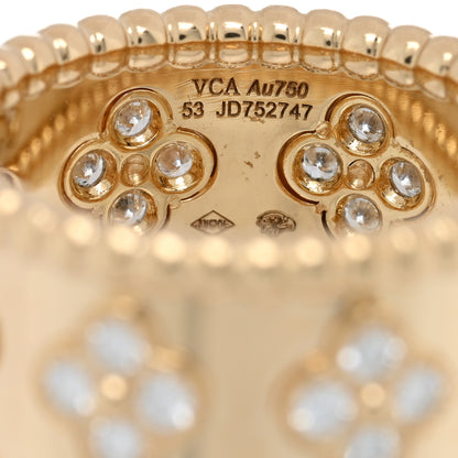 Van Cleef & Arpels 18K Yellow Gold Diamond Perlee Clovers Ring 53 6.5 4 of 5