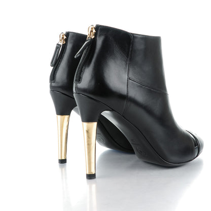 Chanel Patent Lambskin CC Cap Toe Ankle Booties 37 Black 4 of 9