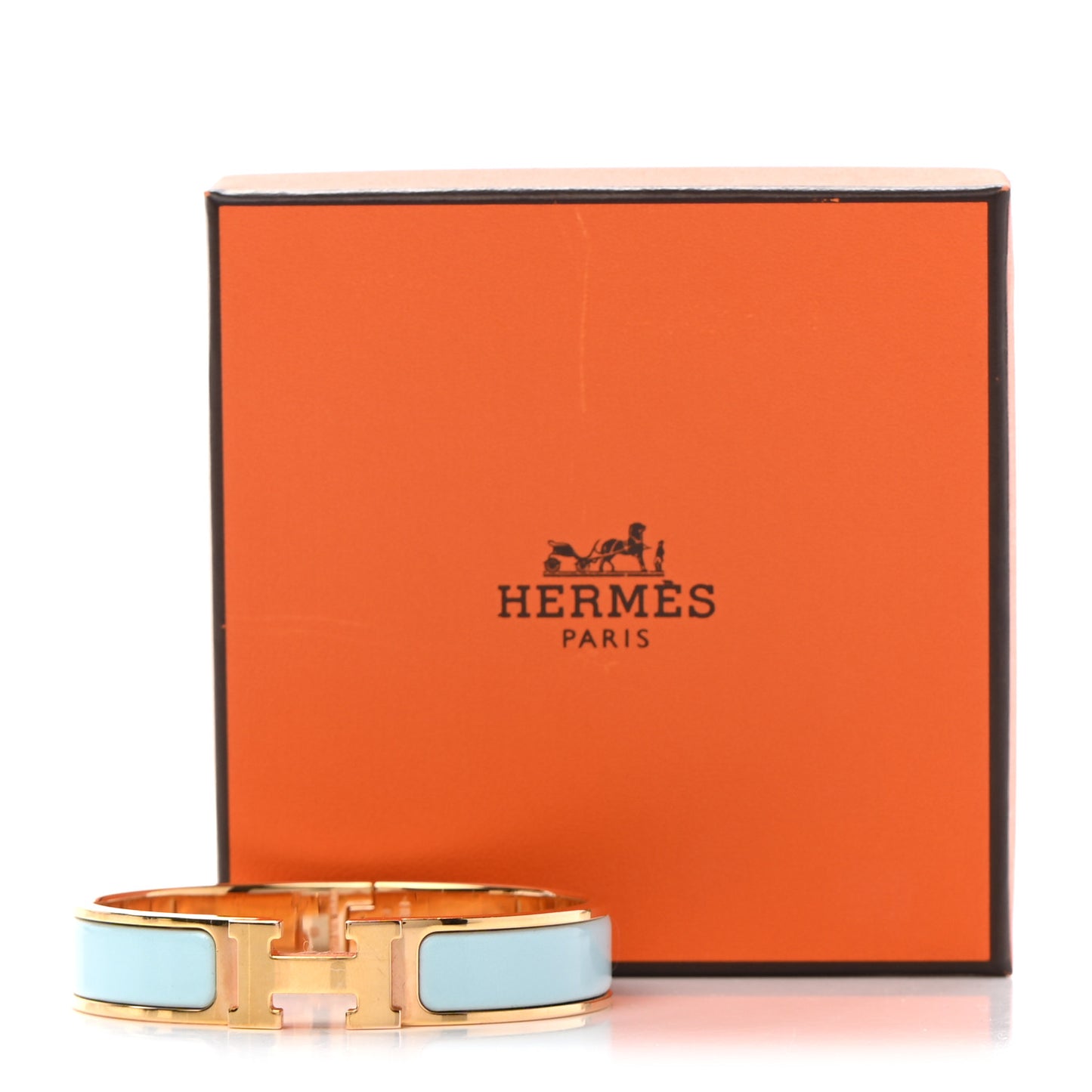 Enamel Narrow Clic Clac H Bracelet PM Bleu Glacier