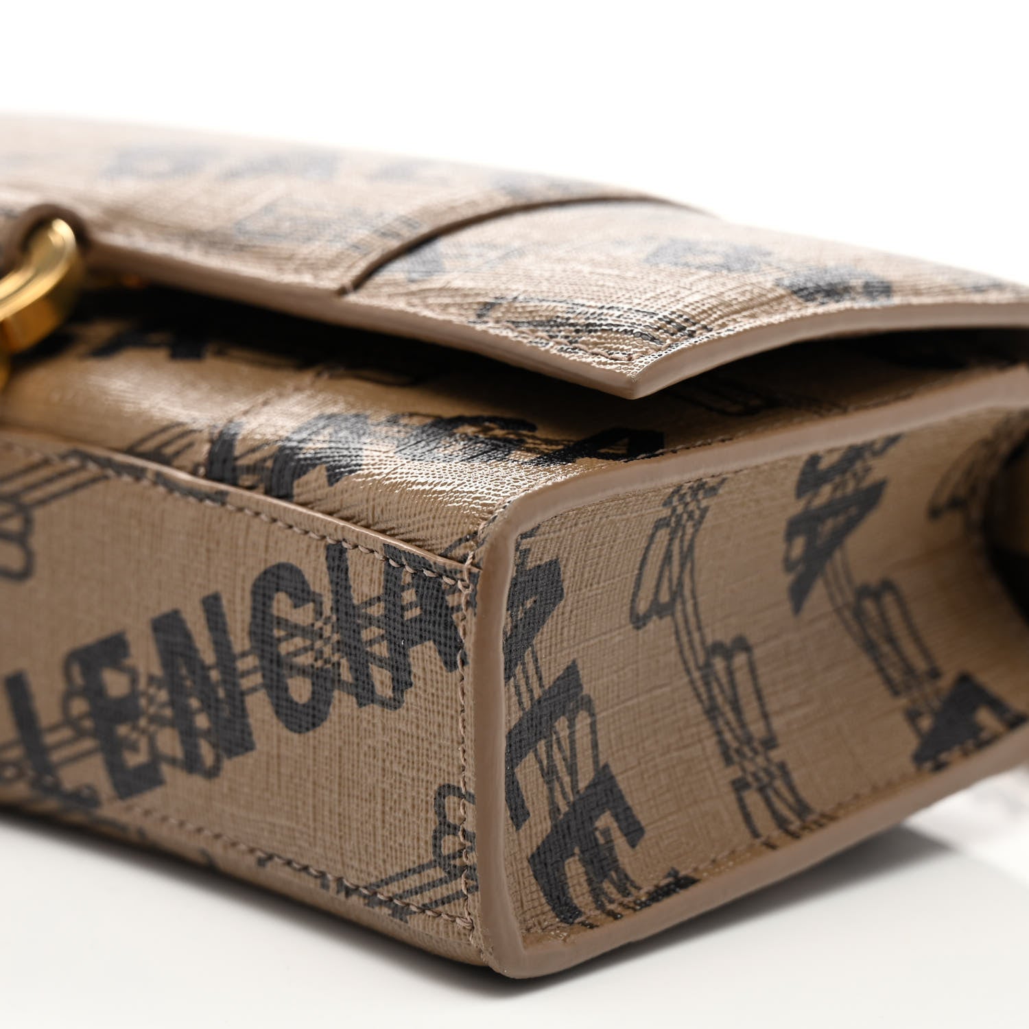 Balenciaga Coated Canvas BB Monogram Allover Logo Hourglass Chain Bag Beige Brown Black 9 of 9