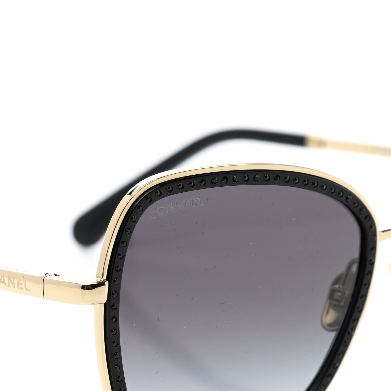 Chanel Square Frame Sequin Sunglasses 4277-B Gold Black 7 of 8
