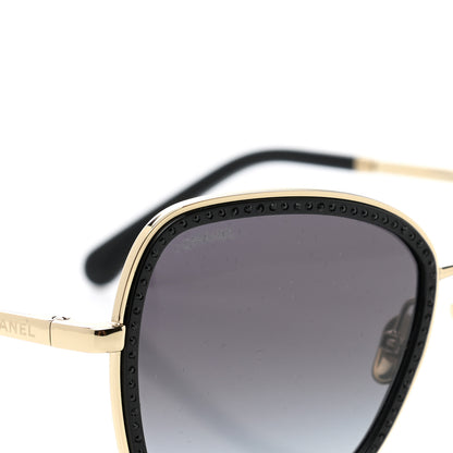 Chanel Square Frame Sequin Sunglasses 4277-B Gold Black 7 of 8