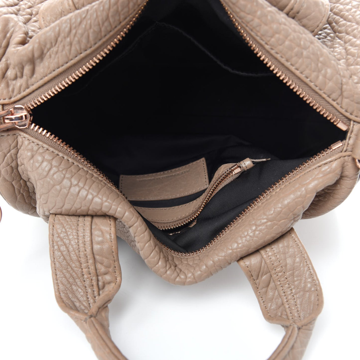 Pebbled Lambskin Rocco Latte Rose Gold Hardware