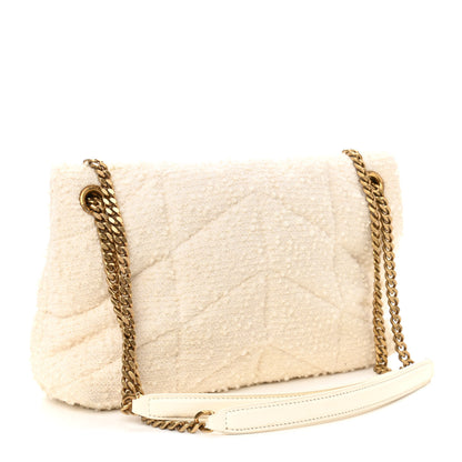 Saint Laurent Boucle Tweed Quilted Small Loulou Puffer Monogram Chain Satchel Crema Soft 3 of 10
