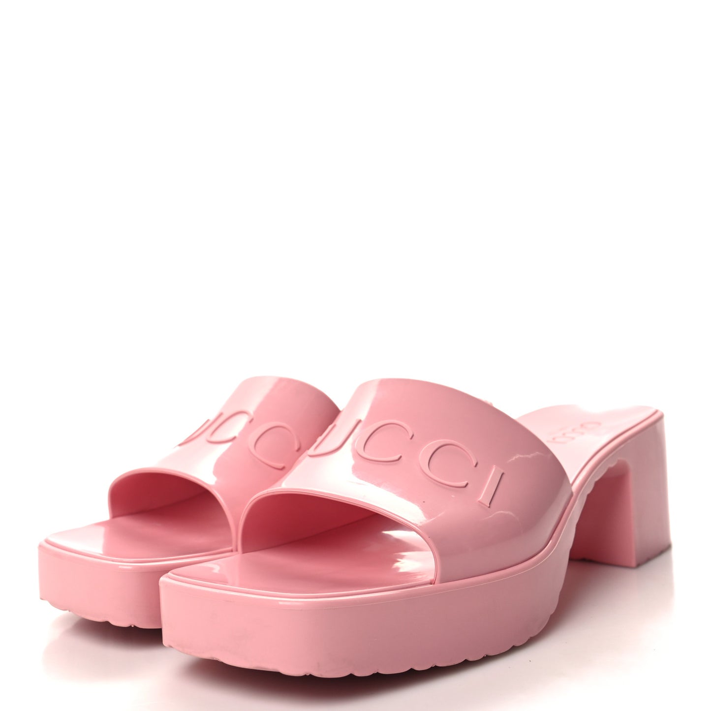 Rubber Gucci Logo Womens Platform 20/60mm Slide Sandals 38 Wild Rose