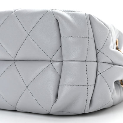 Chanel Lambskin Quilted CC Dweller Drawstring Bucket Bag Light Grey 10 of 10