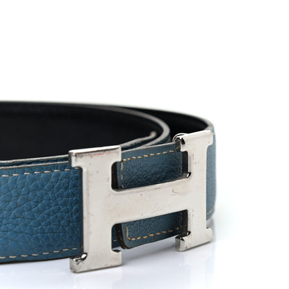Hermes Togo Box 32mm H Belt 85 Blue Jean Black 3 of 8