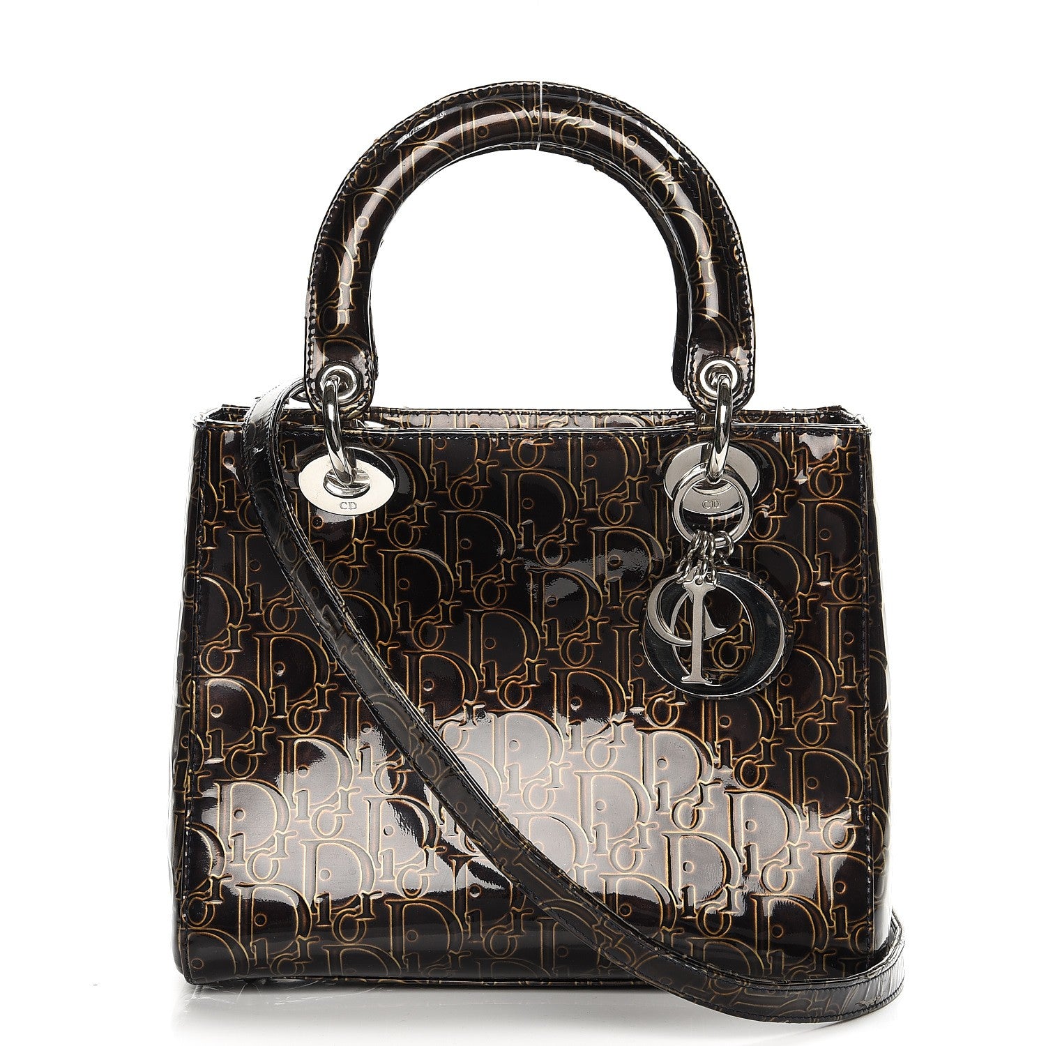 Christian Dior Patent Ultimate Medium Lady Dior Brown 1 of 12
