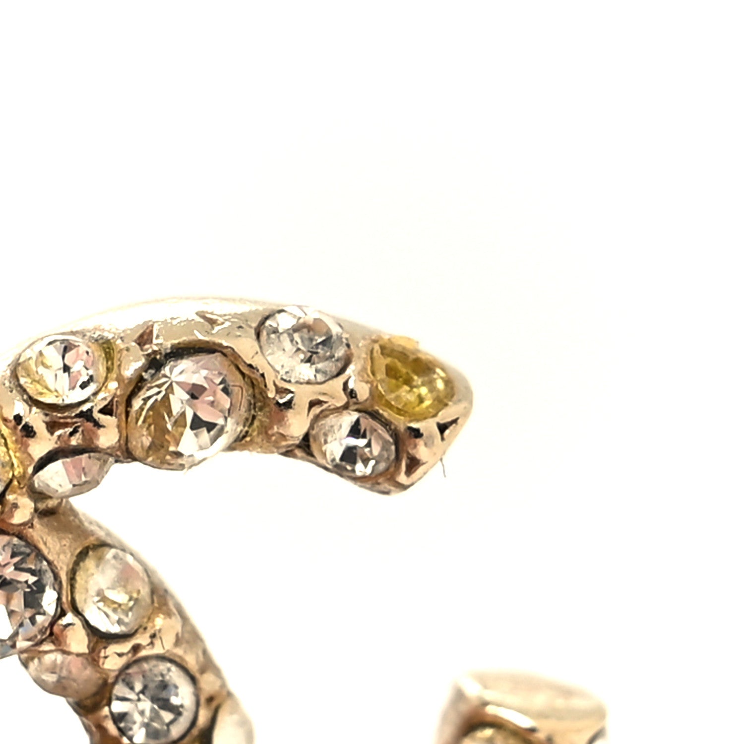 Chanel Crystal Studded CC Earrings Gold 5 of 6