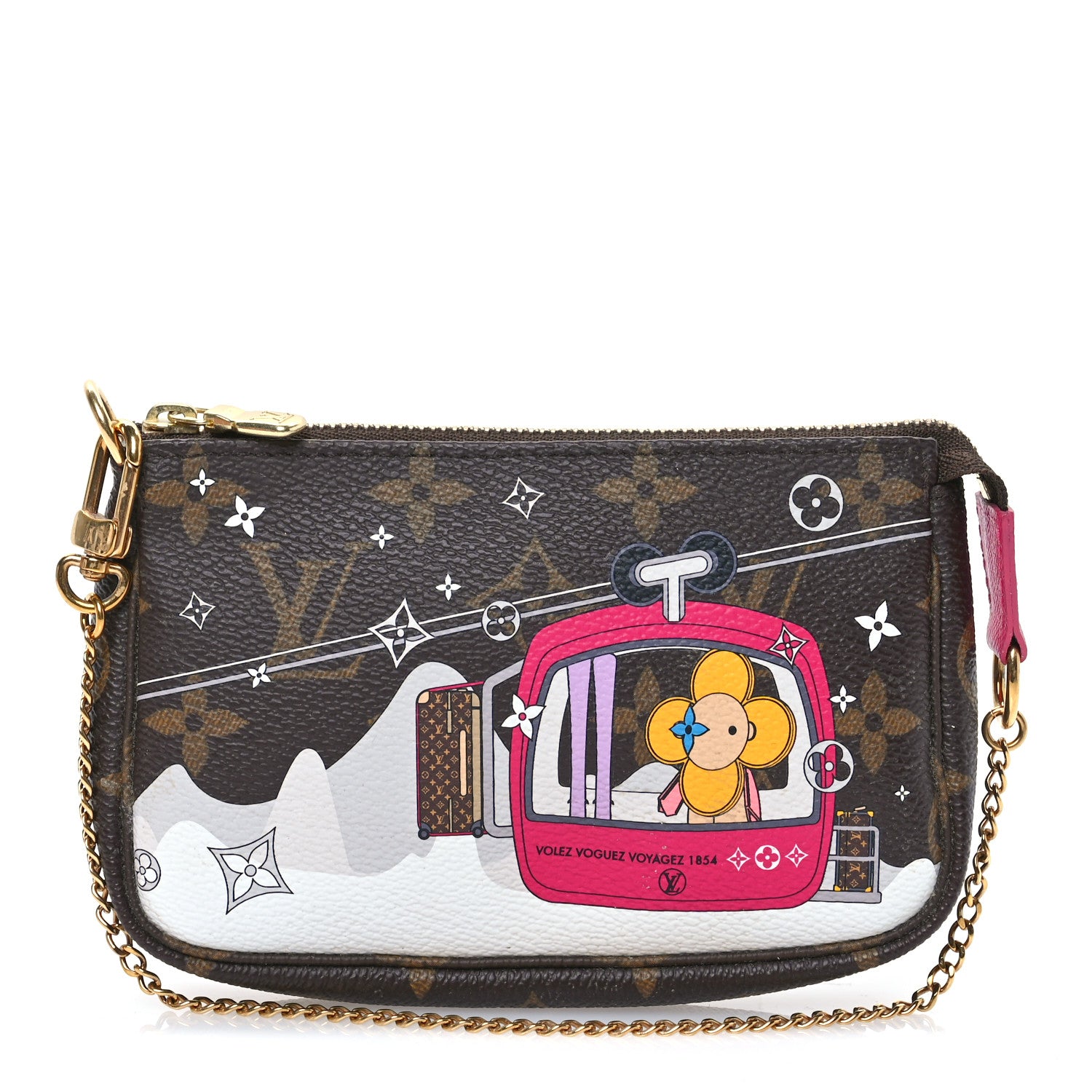 Louis Vuitton Monogram 2019 Christmas Animation Mini Courchevel Pochette Accessories Fuchsia 1 of 7