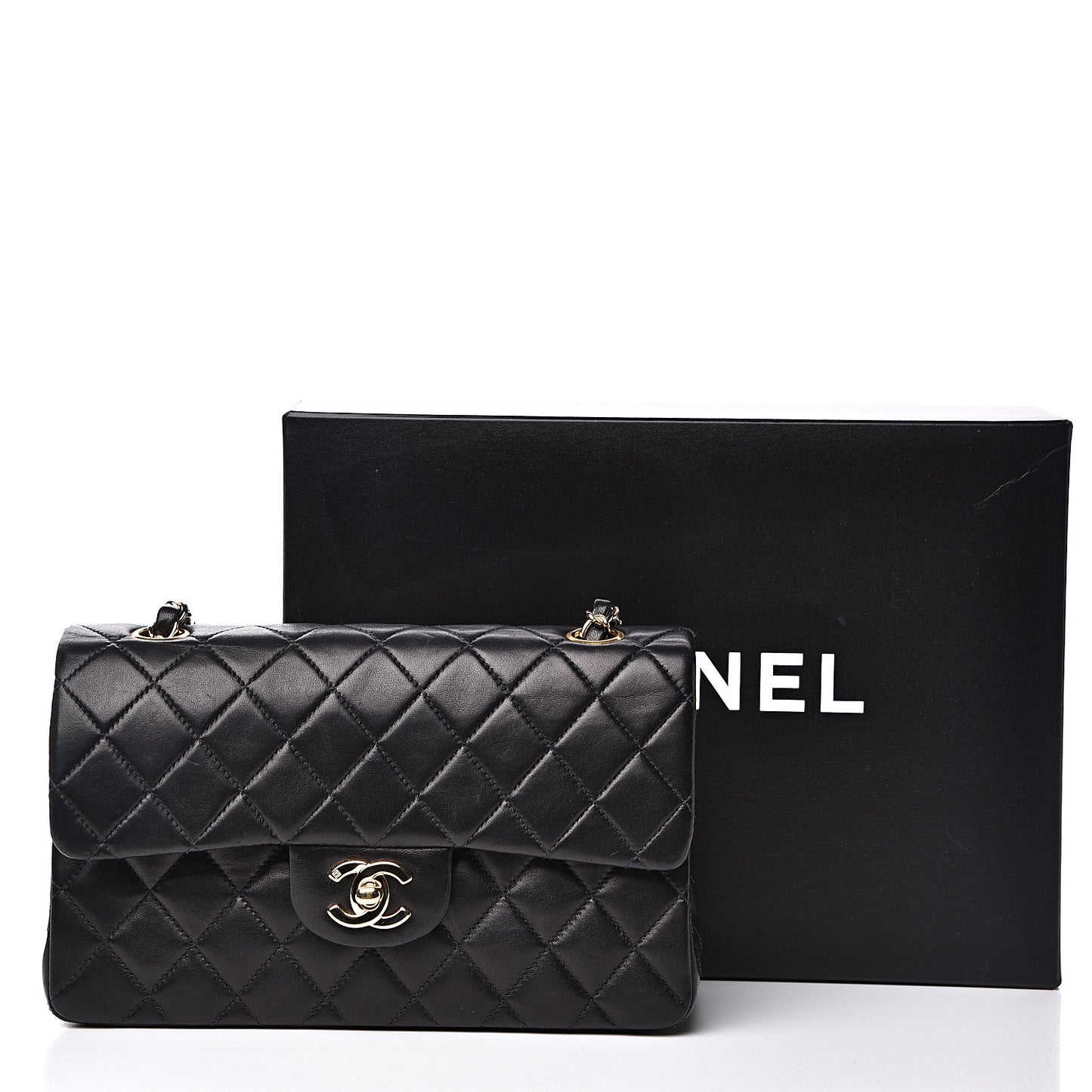 Lambskin Quilted Small Double Flap Black