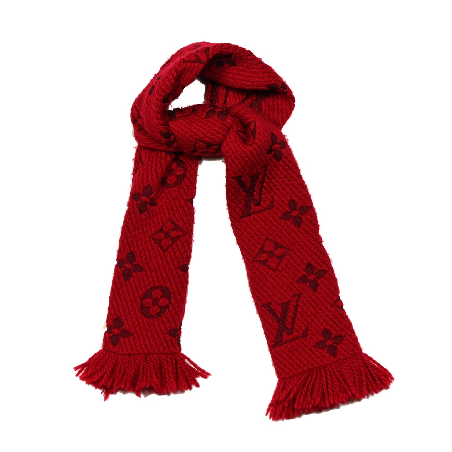 Wool Silk Logomania Scarf Rubis