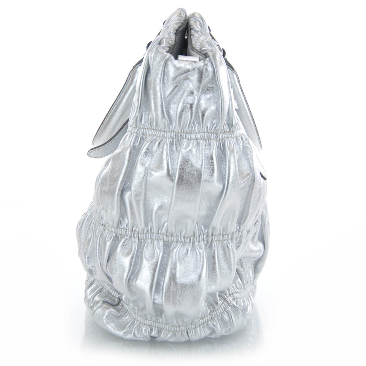 Nappa Dressy Gaufre Frame Tote Argento