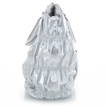 Prada Nappa Dressy Gaufre Frame Tote Argento 4 of 9