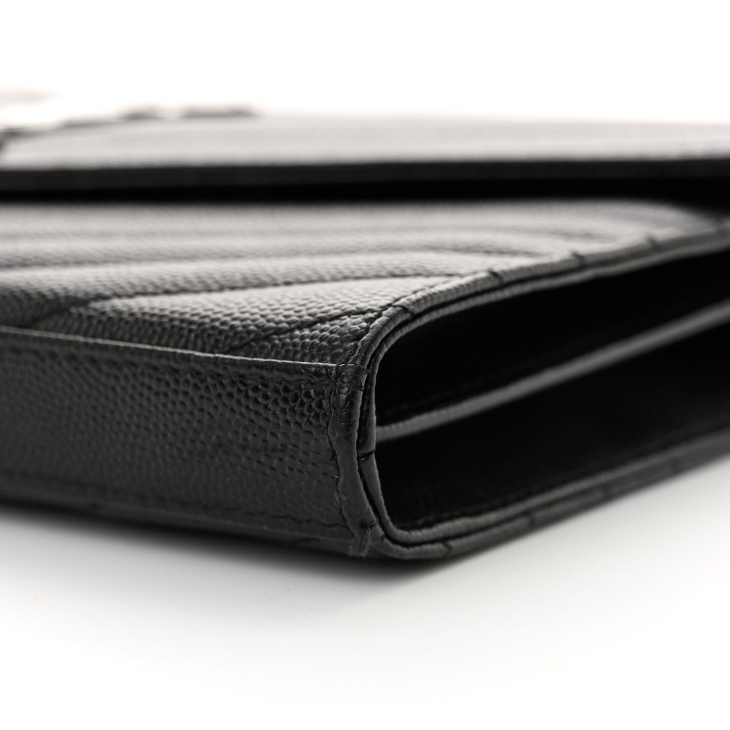 Grain De Poudre Matelasse Chevron Monogram Chain Wallet Black