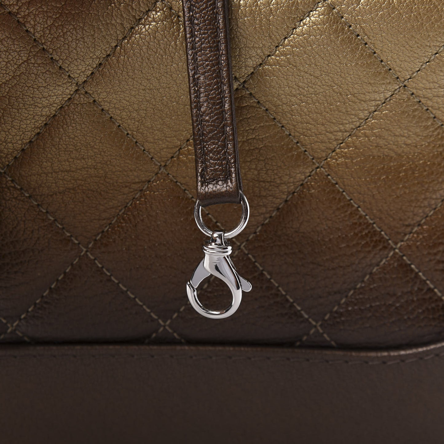 Metallic Goatskin Quilted Small Gabrielle Hobo Gold Bronze
