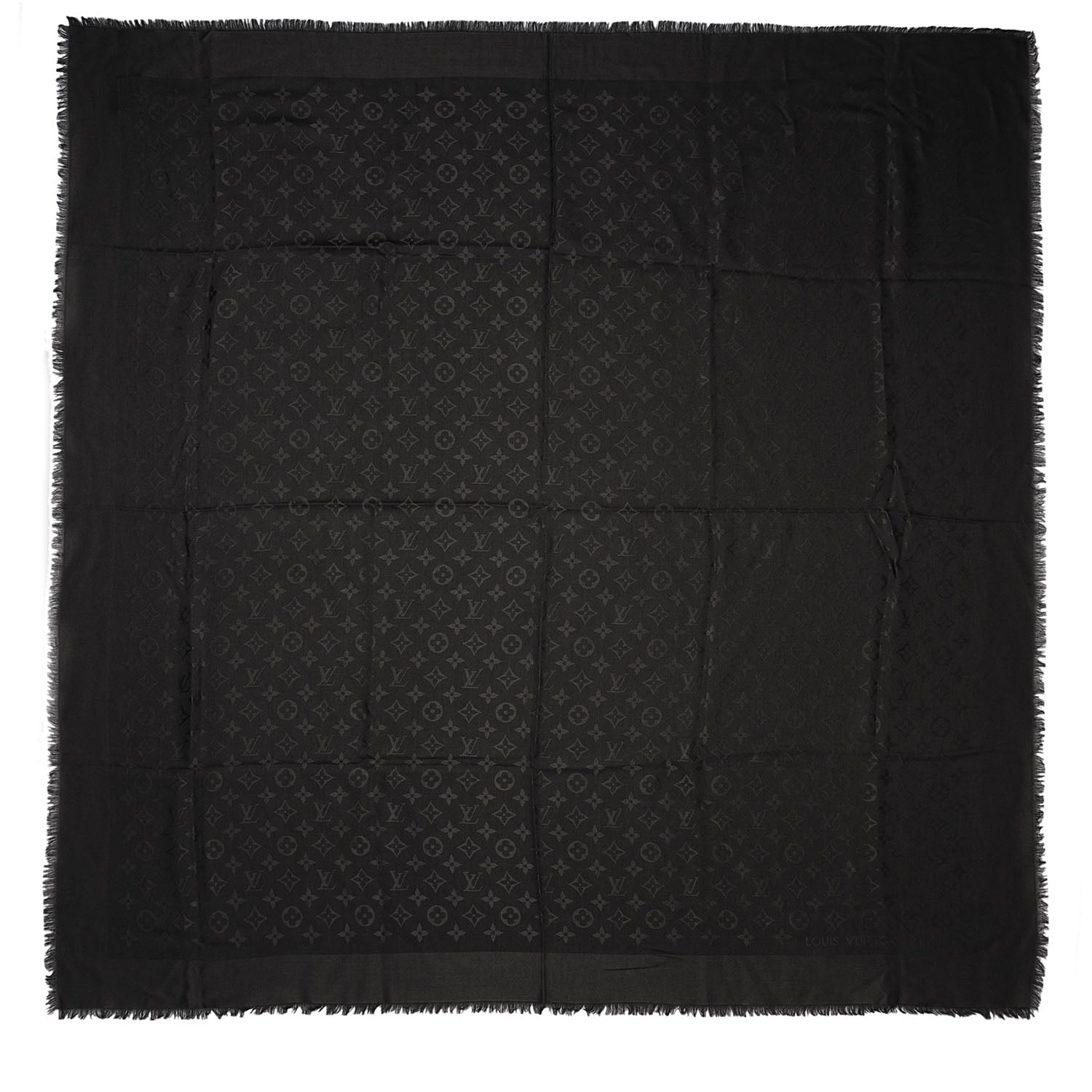 Louis Vuitton Wool Silk Monogram Shawl Anthracite 3 of 5