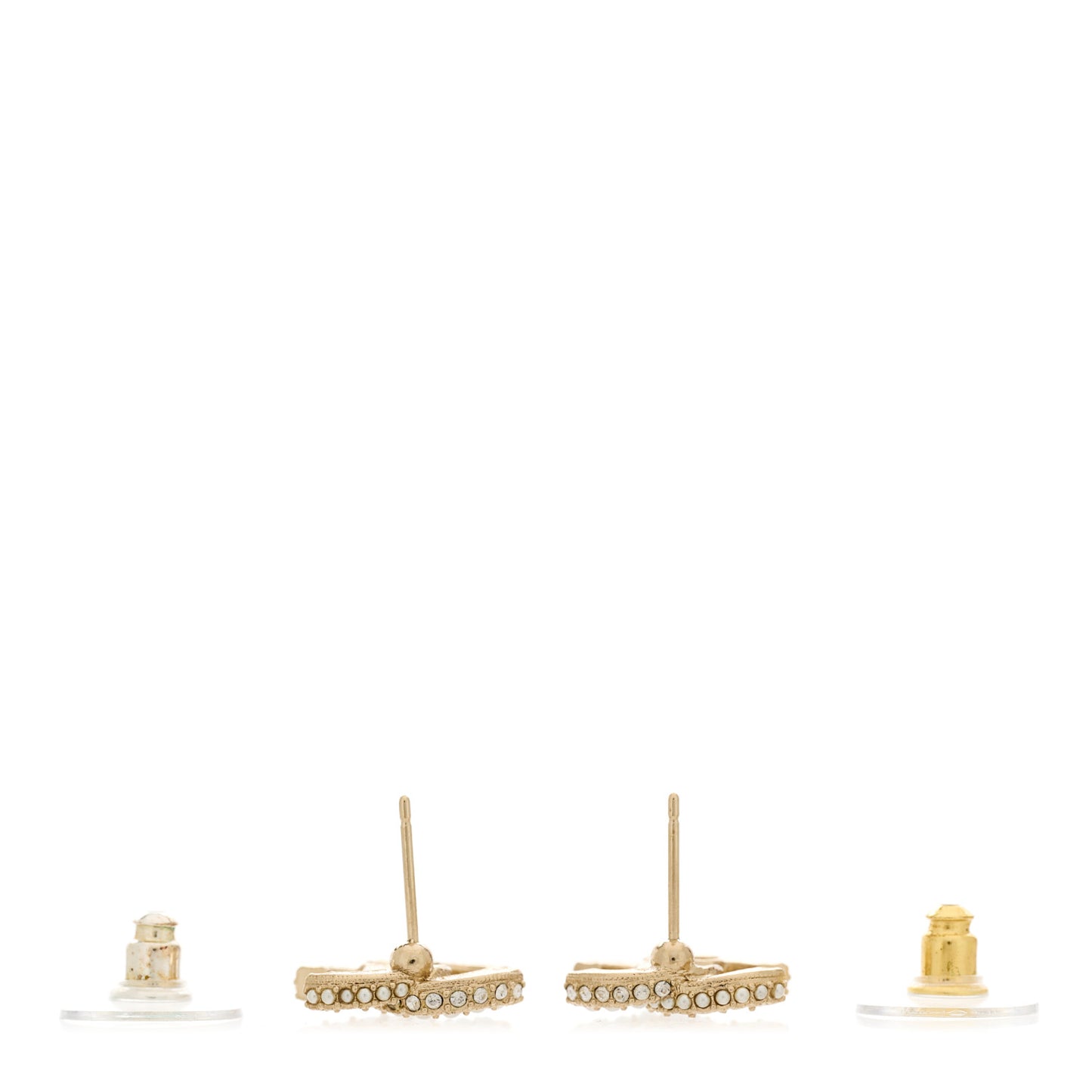 Crystal Pearl CC Dazzling Domino Earrings Gold