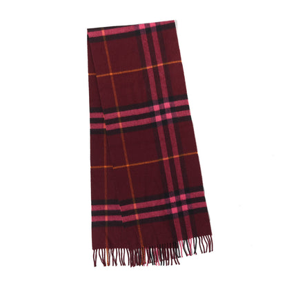 Burberry Cashmere Giant Check Fringe Scarf Dark Red 3 of 4