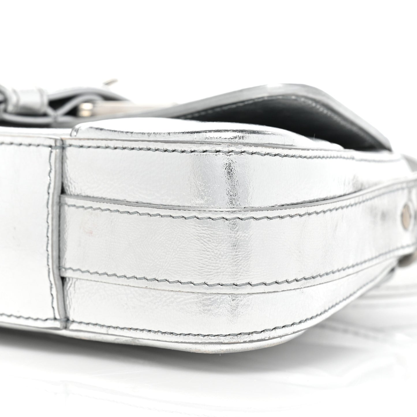 Smooth Metallic Calfskin Small Lindsay Shoulder Bag Silver