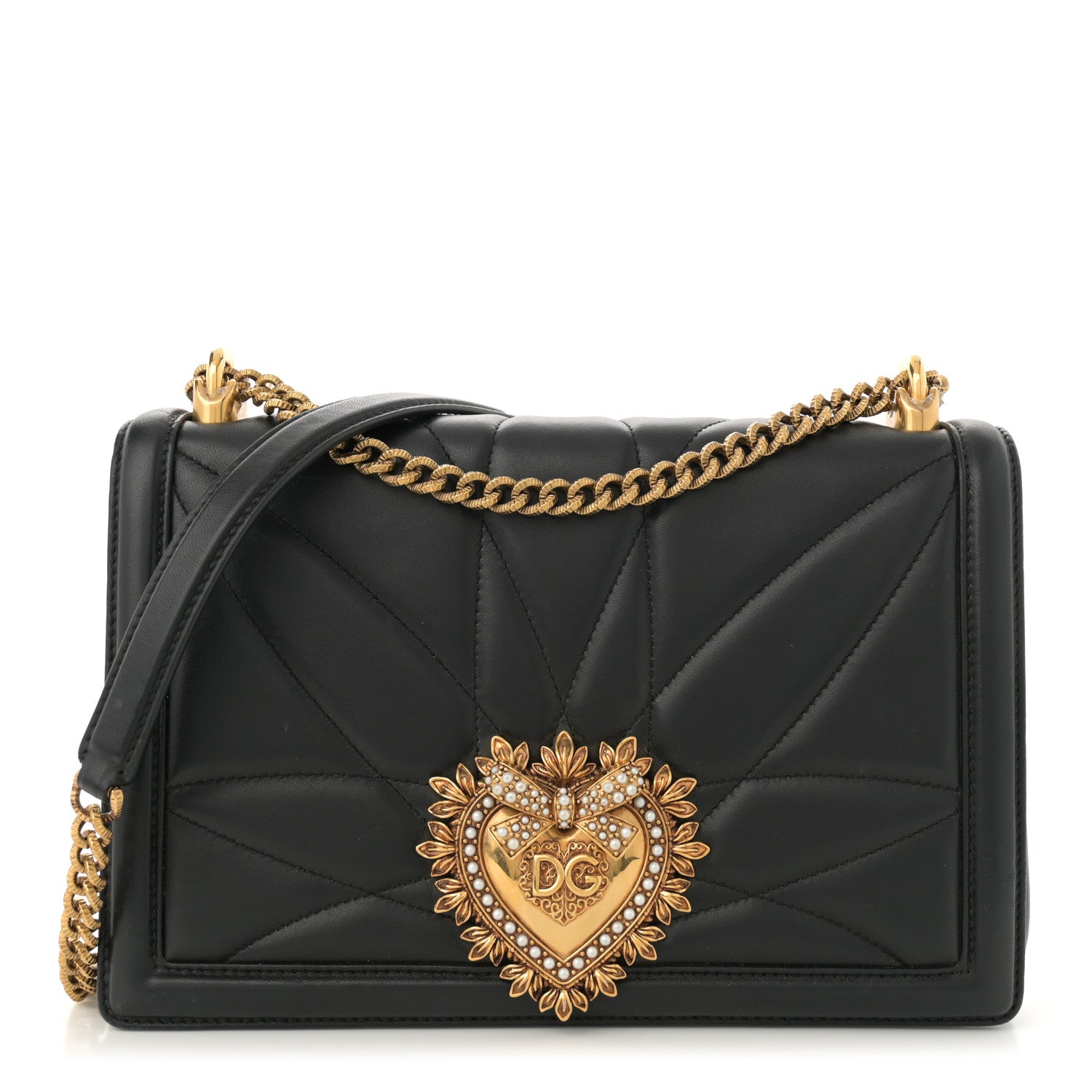 Dolce & Gabbana Calfskin Large Devotion Crossbody Bag Black 1 of 17