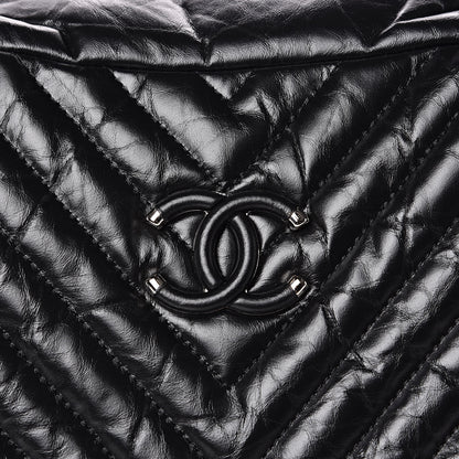 Chanel Aged Calfskin Chevron Large Soft Bowling Bag Black 10 of 12