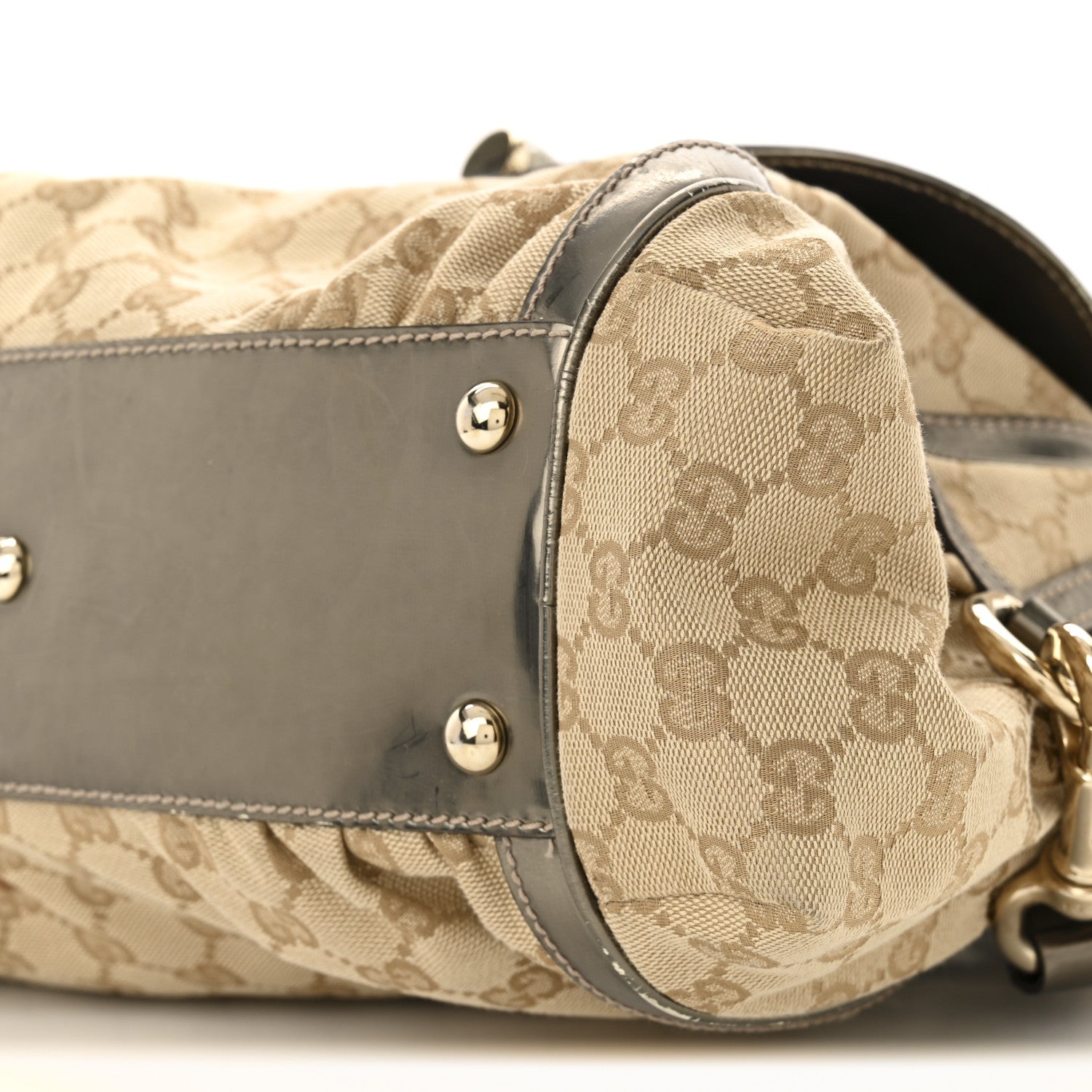 Gucci Monogram Large Pop Bamboo Top Handle Tote Pewter 27 of 37