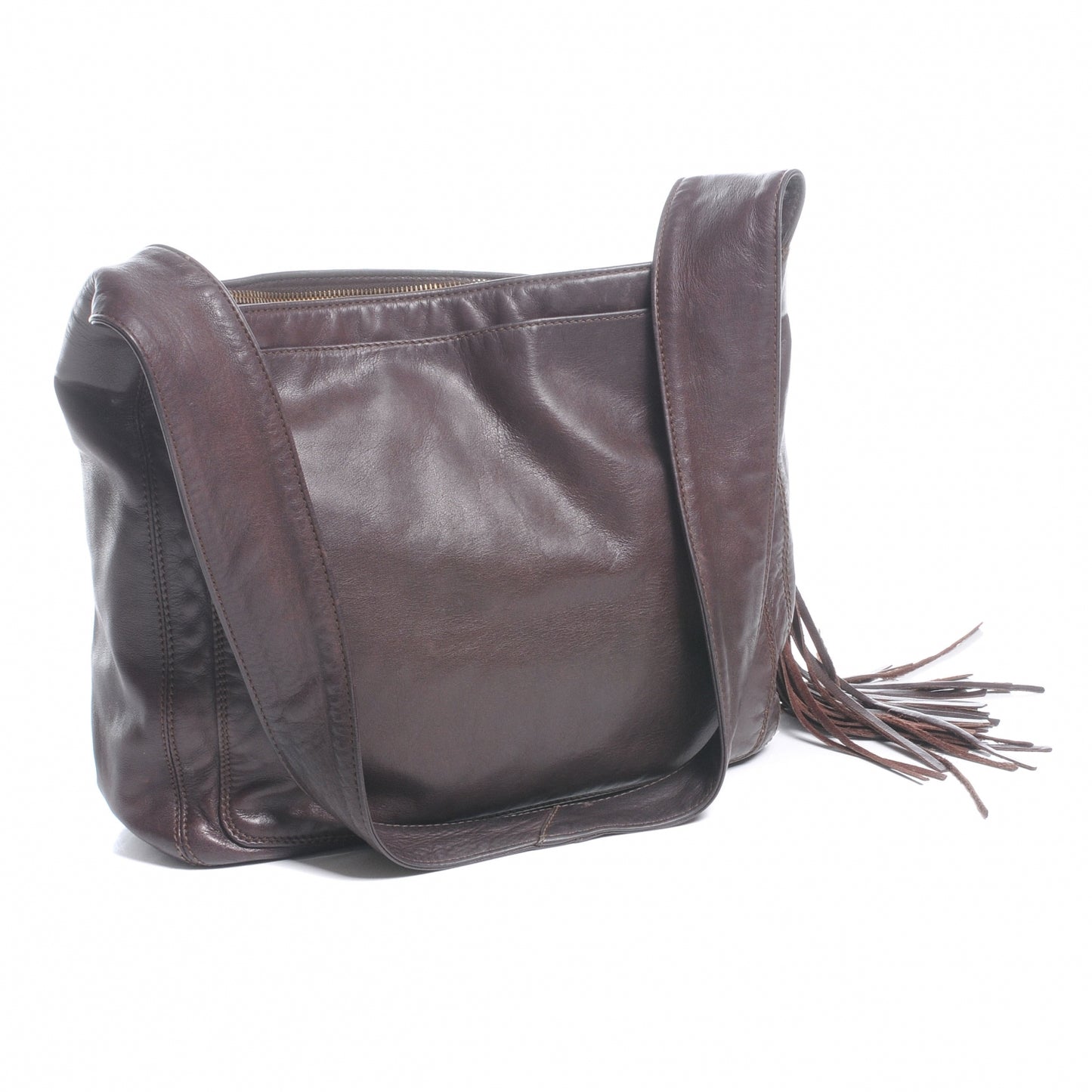 Lambskin CC Tassel Shoulder Bag Brown