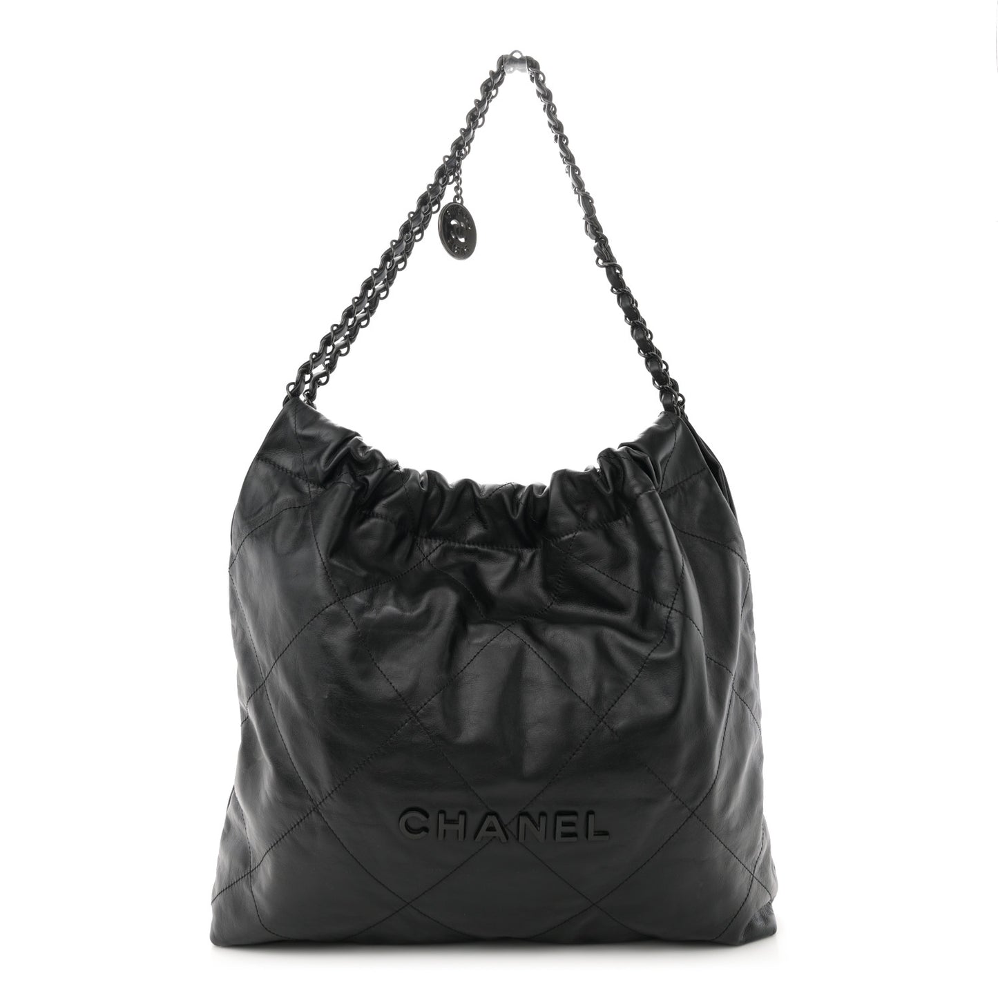 Shiny Calfskin Quilted Chanel 22 So Black