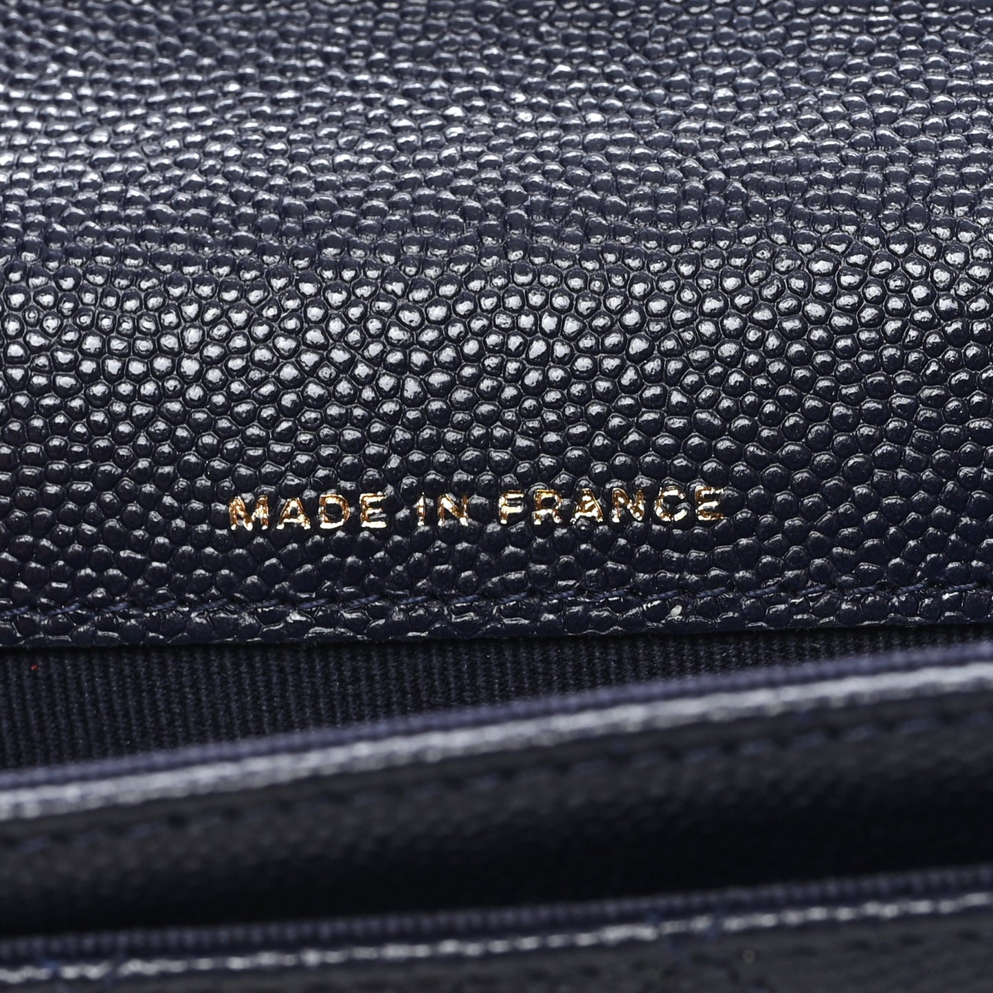 Caviar Quilted Flap Card Holder Navy Blue