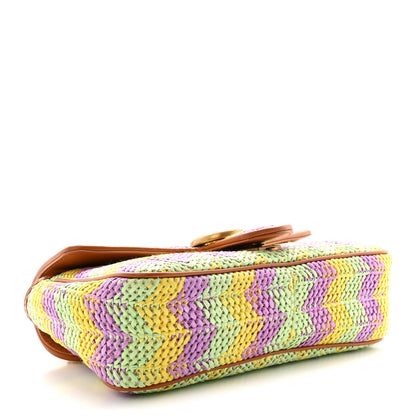Gucci Calfskin Raffia Woven Small GG Marmont Shoulder Bag Multicolor 4 of 10