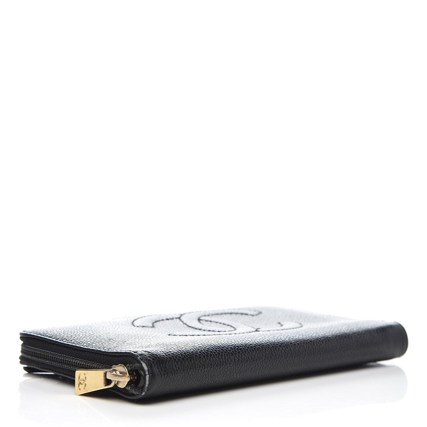 Caviar CC Timeless Large Zip Around Wallet Black