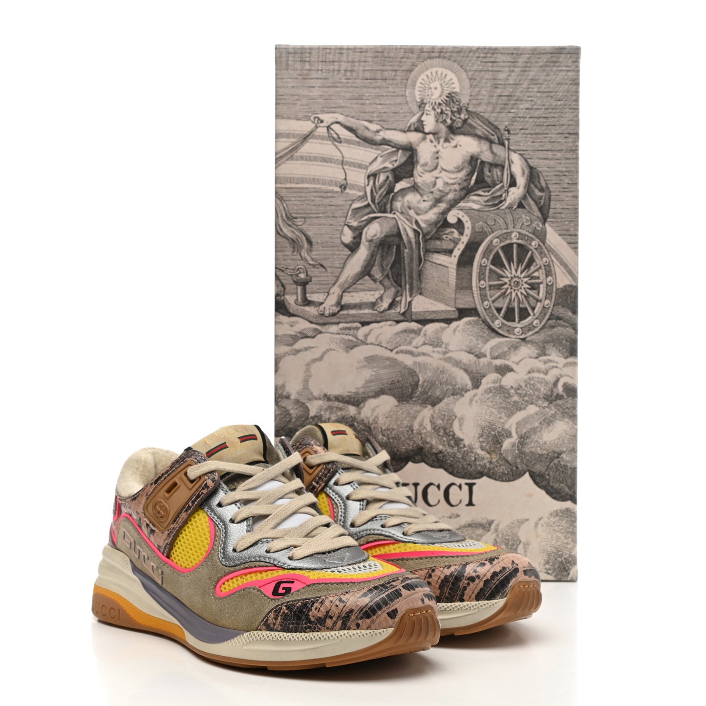 Suede Calfskin Tejus Printed Womens Ultrapace Sneakers 35 Pink Silver Oatmeal Yolk