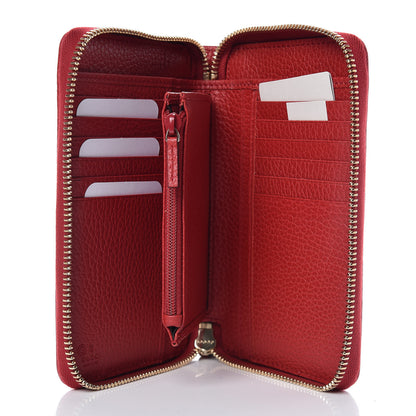 Gucci Monogram Dollar Calfskin Zip Around Compact Wallet Beige Ebony Rosso 5 of 8