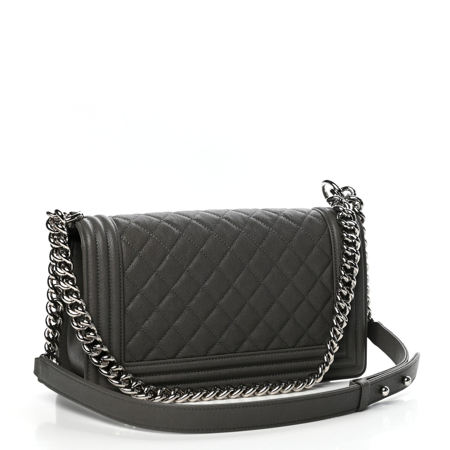 Caviar Quilted Medium Boy Flap Grey