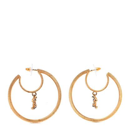 Chanel Crystal CC Drop Hoop Earrings Gold 1 of 6
