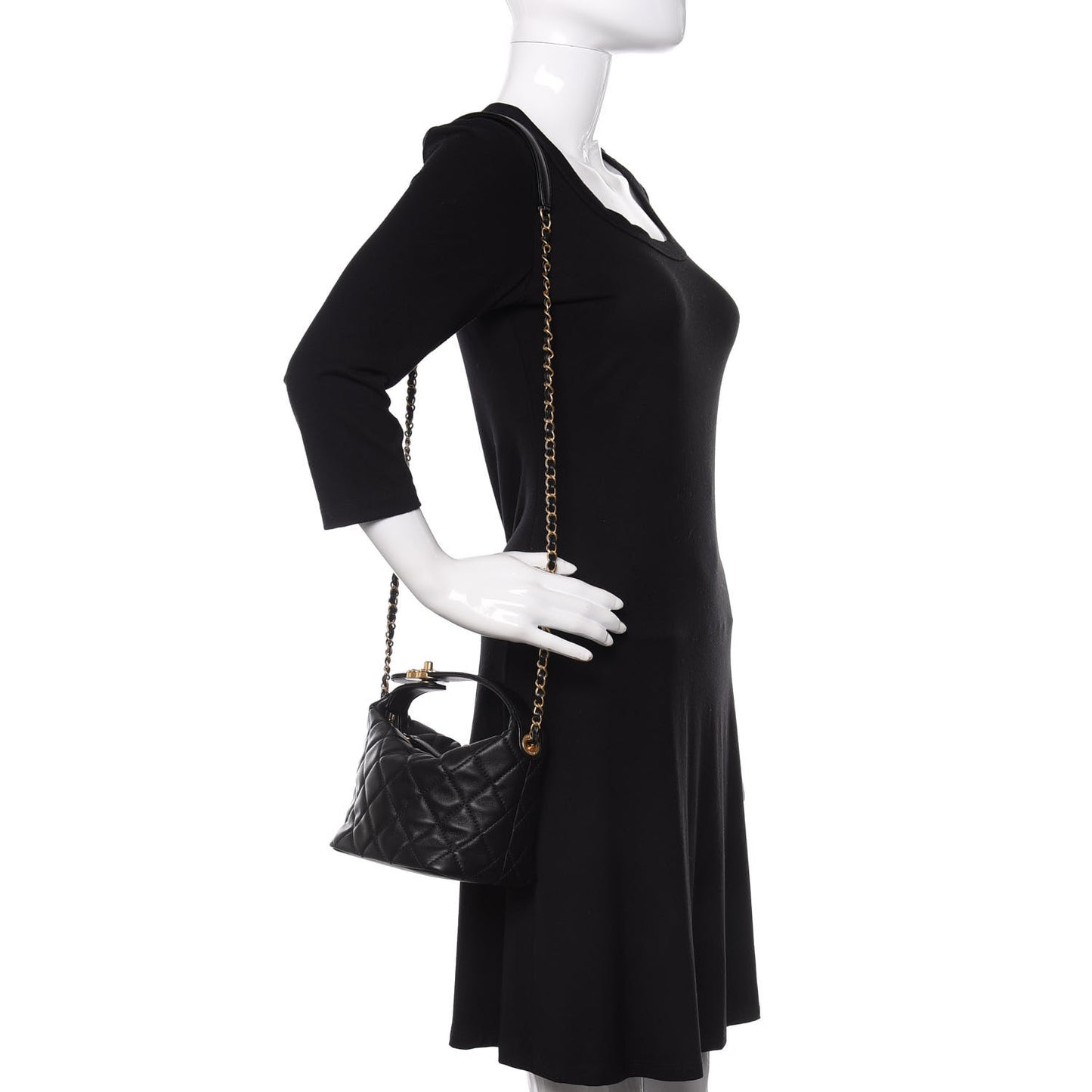 Lambskin Quilted Small Perfect Meeting Hobo Black