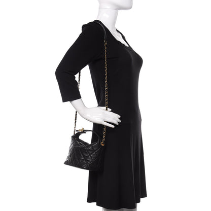 Chanel Lambskin Quilted Small Perfect Meeting Hobo Black 2 of 12