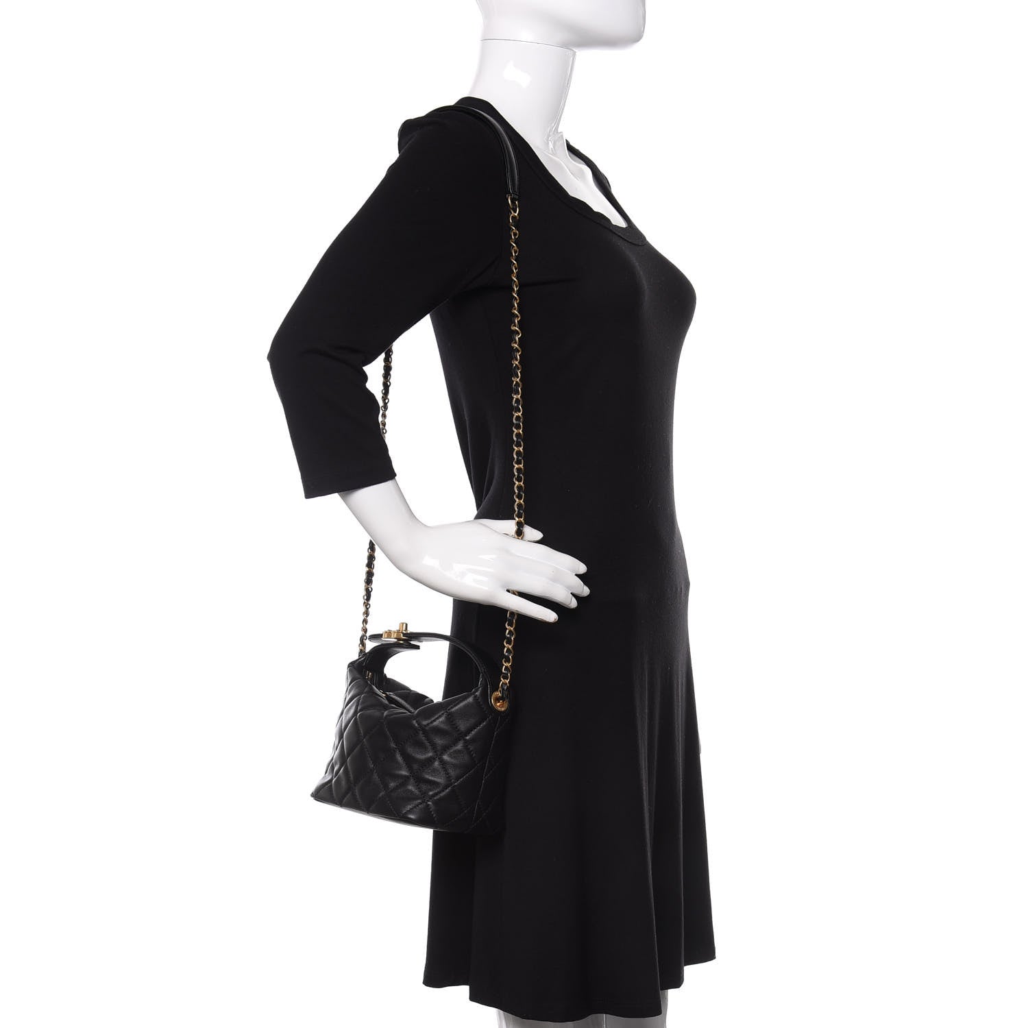 Chanel Lambskin Quilted Small Perfect Meeting Hobo Black 2 of 11