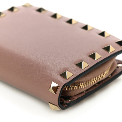 Valentino Garavani Calfskin Rockstud Compact Bi-Fold Wallet Poudre 11 of 12